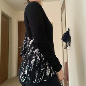 Club Monaco Black Sweater with Floral Layered Back